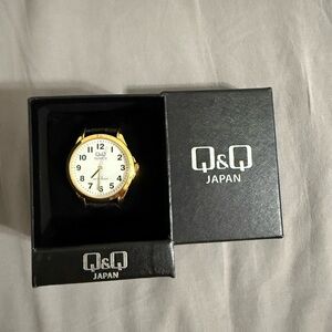 Q&Q Japan Quartz Watch – Gold Tone | White Dial | Water Resistant | With Box